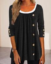 Topp med rund hals og knapper